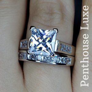 2 Piece White Sapphire Wedding Ring Set